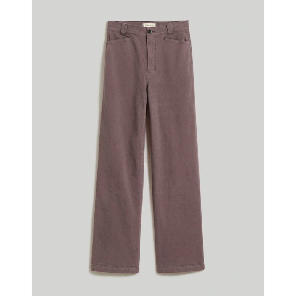 New Madewell Petite Emmett Wide Leg Pants Garment Dyed Ed Chalked Fig Size 27P